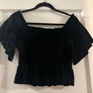 BP. Ruched, ruffle, off the shoulder velvet top - NORDSTROM